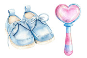 Watercolor Baby Boy Clipart, a Seasonal Illustration by CitraGraphics (Thumbnail 4 of 4)