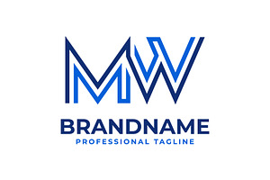 Letter MW Line Monogram Logo