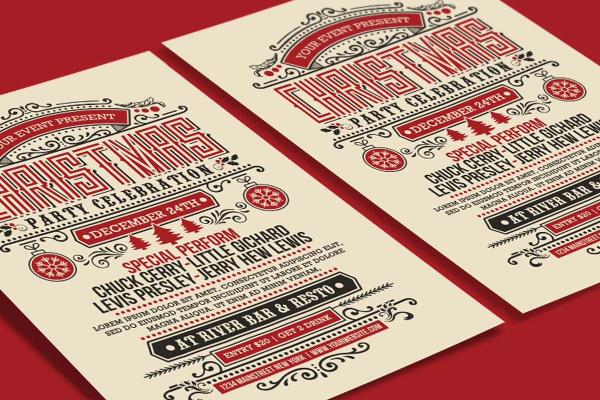 Chirstmas Party Vintage Art Deco Stl, a Flyer Template by Muhamad Iqbal hidayat (Photo 3 of 4)