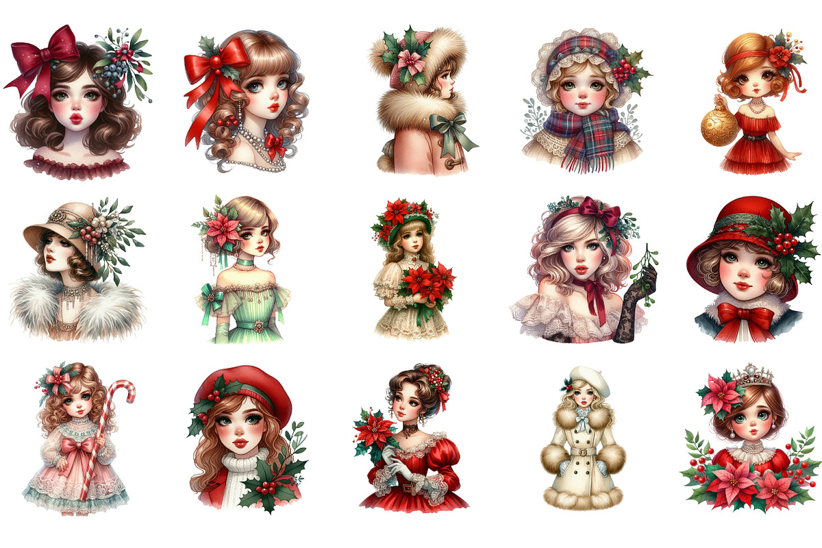 1920 Coquette Christmas Girls, an Illustration by Designking (Photo 3 of 5)