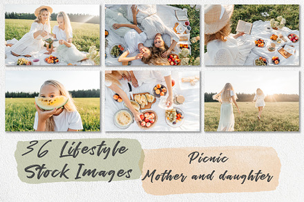 Picnic. Mother and daughter.