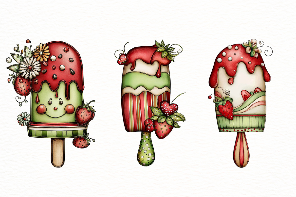 Whimsical Summer Ice Cream Clipart, an Illustration by Designworld (Photo 5 of 5)