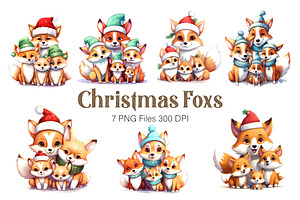 Cute Foxs With Christmas Santa Hat., an Animal Illustration by KENO Mascots