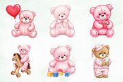 Watercolor Pink Cute Blush Teddy Png, an Illustration by Creative Art (Thumbnail 6 of 10)