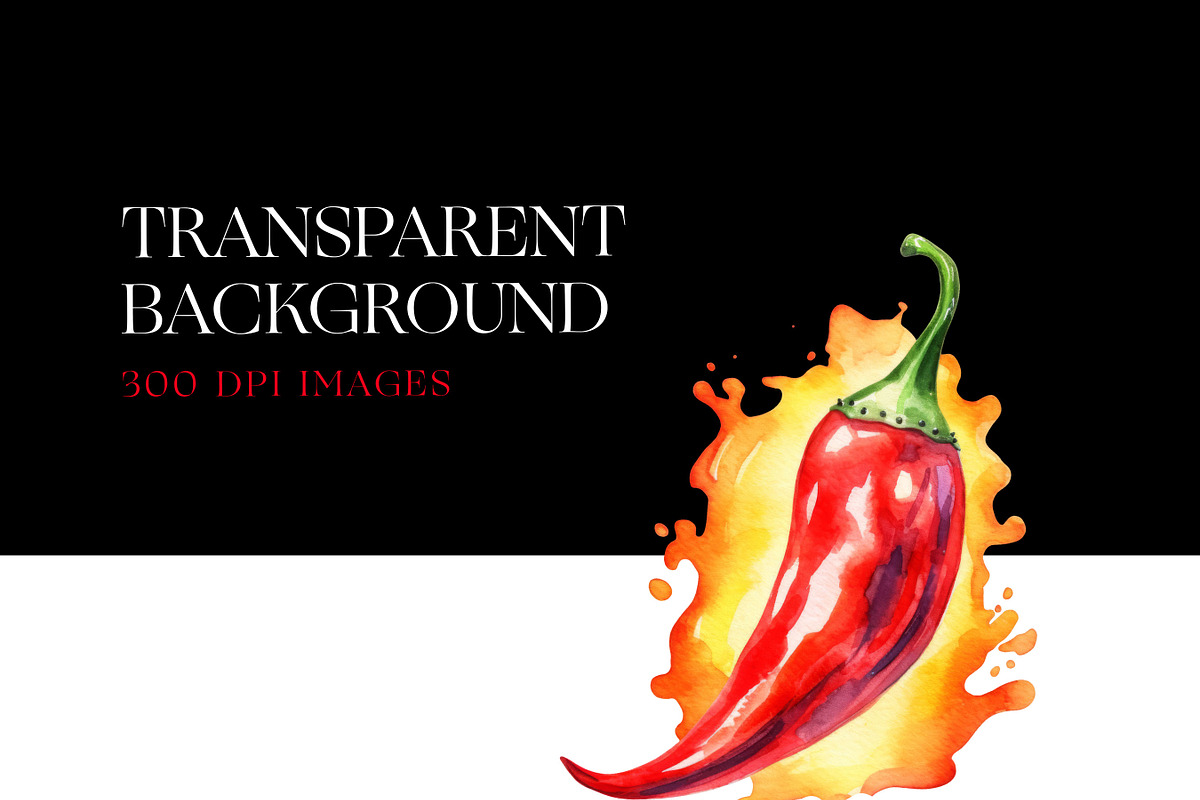 Chili Pepper Clipart, Red Pepper PNG, a Food Illustration by BrushstrokeArtGB (Photo 7 of 9)