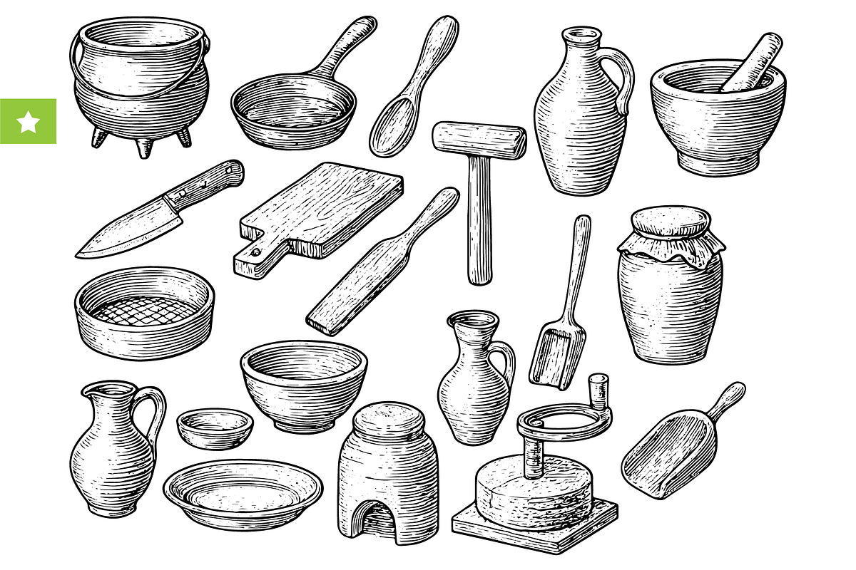 Vintage Kitchen & Cooking Tools, an Object Graphic by RT Studio