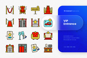VIP Entrance Colored Icons, an Outline Icon by cidcud_graphic