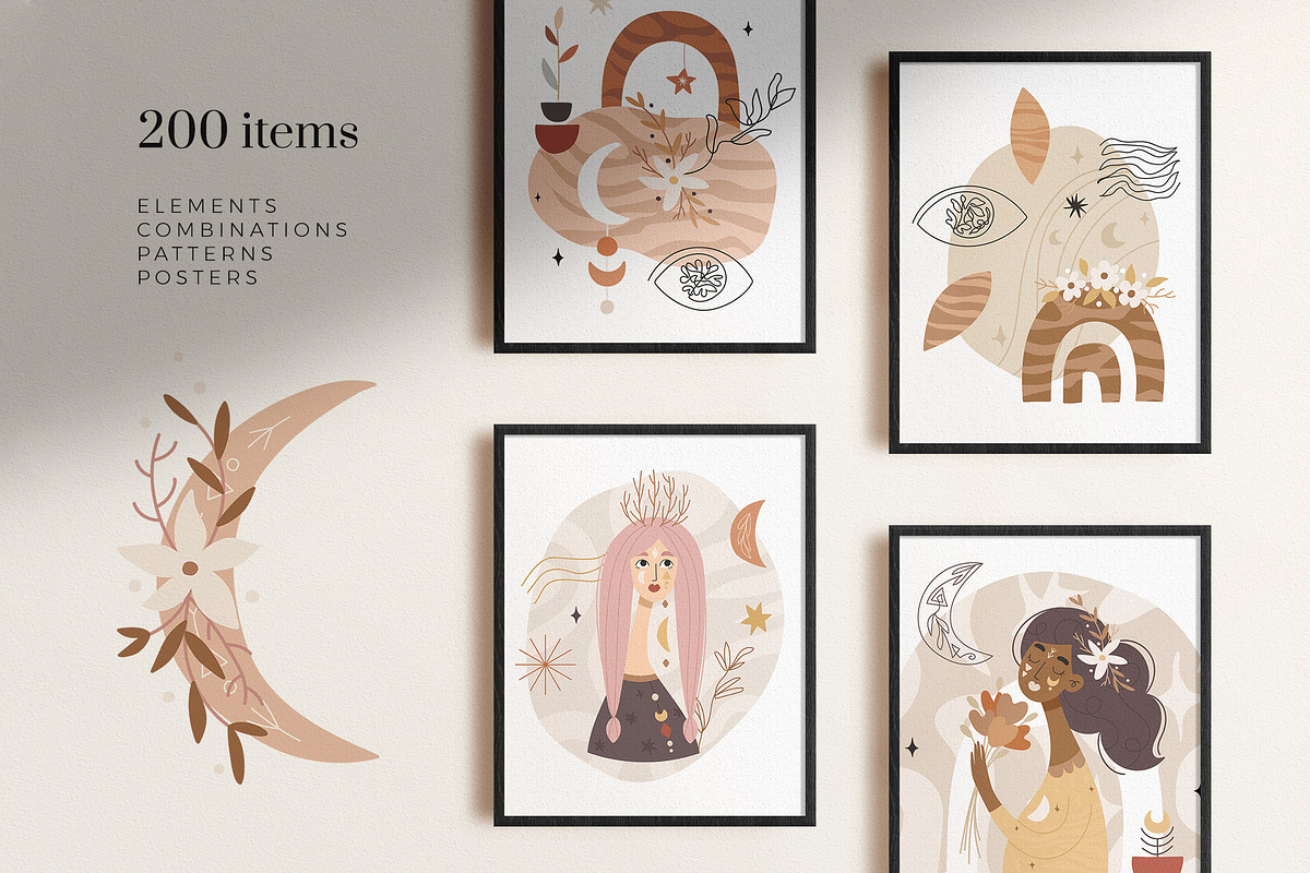 Boho Woman Clipart - Abstract & Line, an Illustration by Velliniki (Photo 6 of 14)