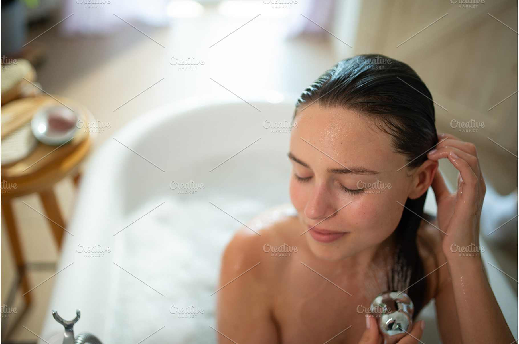 Relaxed young woman enjoying self, a Beauty & Fashion Photo by HalfPoint