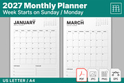 2027 Monthly Planner (MP049-27-P), a Stationery Template by mikhailmorosin (Thumbnail 1 of 5)
