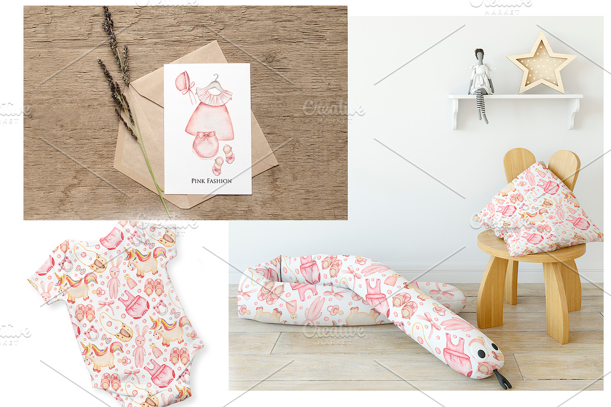 Watercolor Kids Toys & Clothes, an Object Illustration by MayaNavits (Photo 11 of 17)