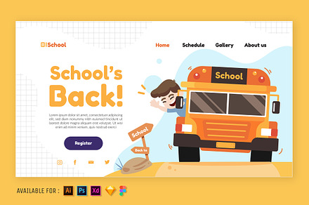 Back To School - Web Illustration, a Landing Page Template by SlideFactory