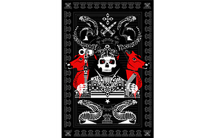 Tarot Card Skull Death With Horns, H