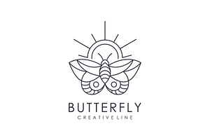 Minimalist Butterfly Line Art Logo