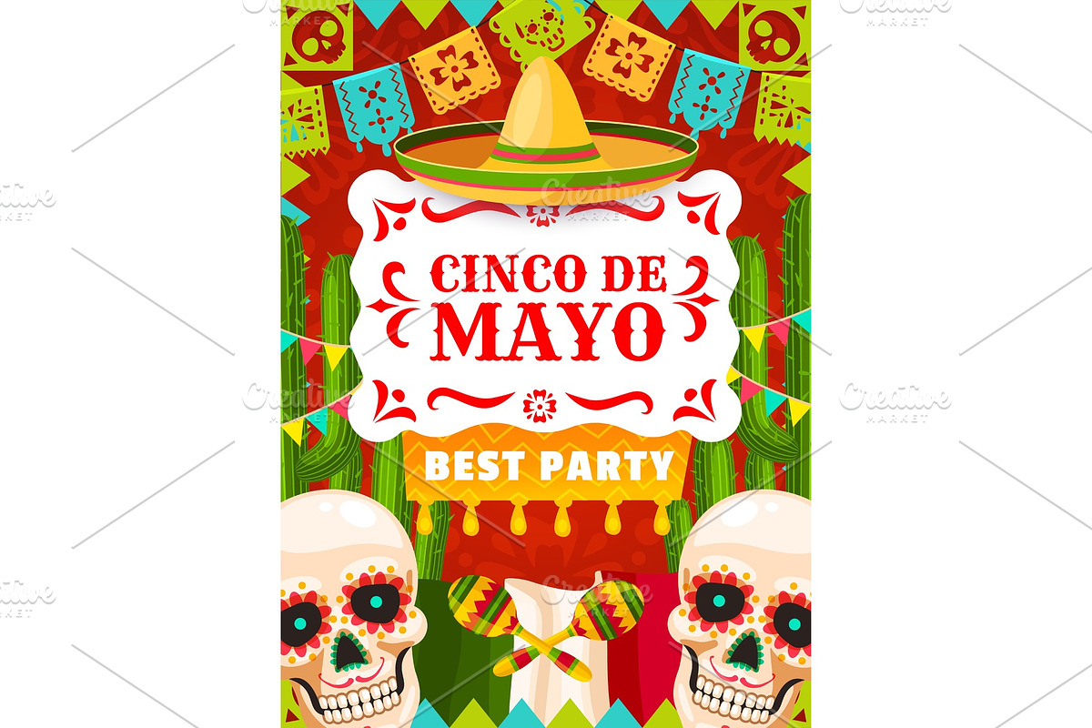 Mexican holiday, Cinco de Mayo, an Illustration by Vector Tradition
