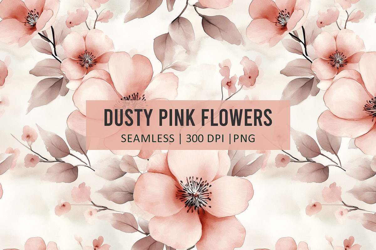 DUSTY PINK FLOWERS Seamless Pattern, a Pattern Graphic by AYAKA Studio Co. (Photo 1 of 5)