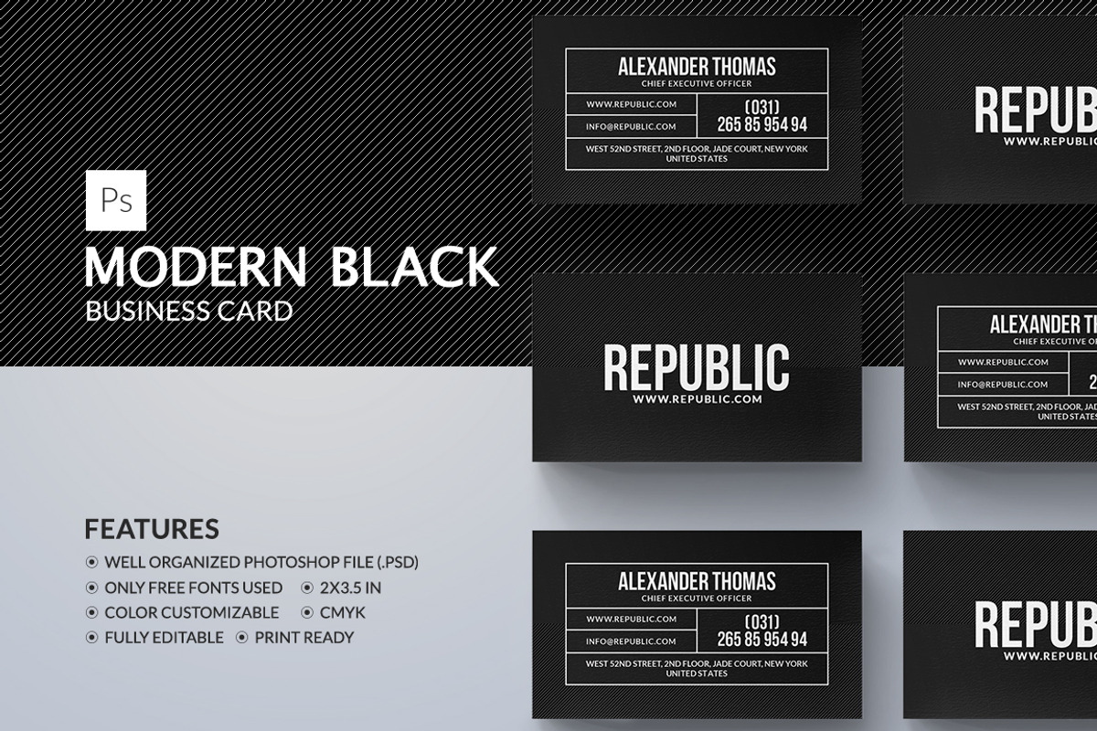 Modern Black Business Card, a Business Card Template by Marvel (Photo 1 of 5)