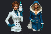 Modern Winter girls cliparts, a Seasonal Illustration by ThatsDesignArt (Thumbnail 3 of 18)
