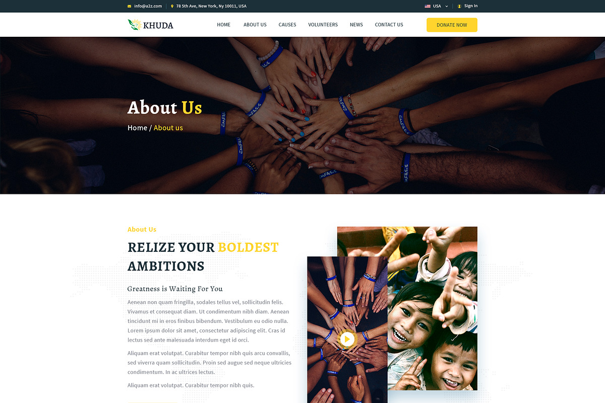 KHUDA Non-Profit PSD Template, a Landing Page Template by Andit themes (Photo 2 of 15)