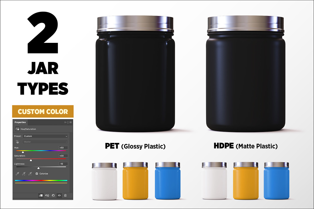 1lb Whey Protein Jar Mockup A1-Pro, a Packaging Mockup by Design Warlord (Photo 3 of 16)