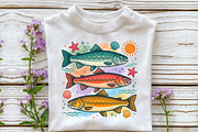 Colorful Fish Ocean Vintage PNG, a Work Illustration by Sublimation Artist (Thumbnail 3 of 9)