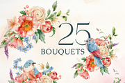 Wildflowers watercolor flowers birds, a Decorative Illustration by Yuliya Derbisheva (Thumbnail 5 of 14)