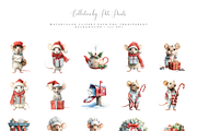 Christmas Mouse Clipart Set, a Decorative Illustration by Pati Paints (Thumbnail 2 of 11)
