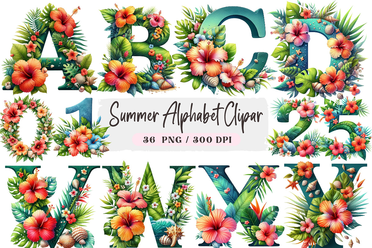 Summer Alphabet Clipart Bundle, an Illustration by DreamArtGraphic (Photo 1 of 4)