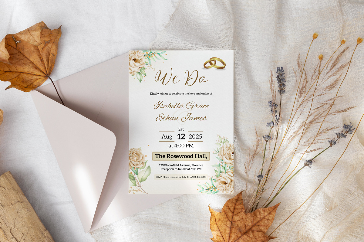 Creamy Rose Wedding Invitation Temp, an Invitation Template by Snapybiz (Photo 7 of 9)