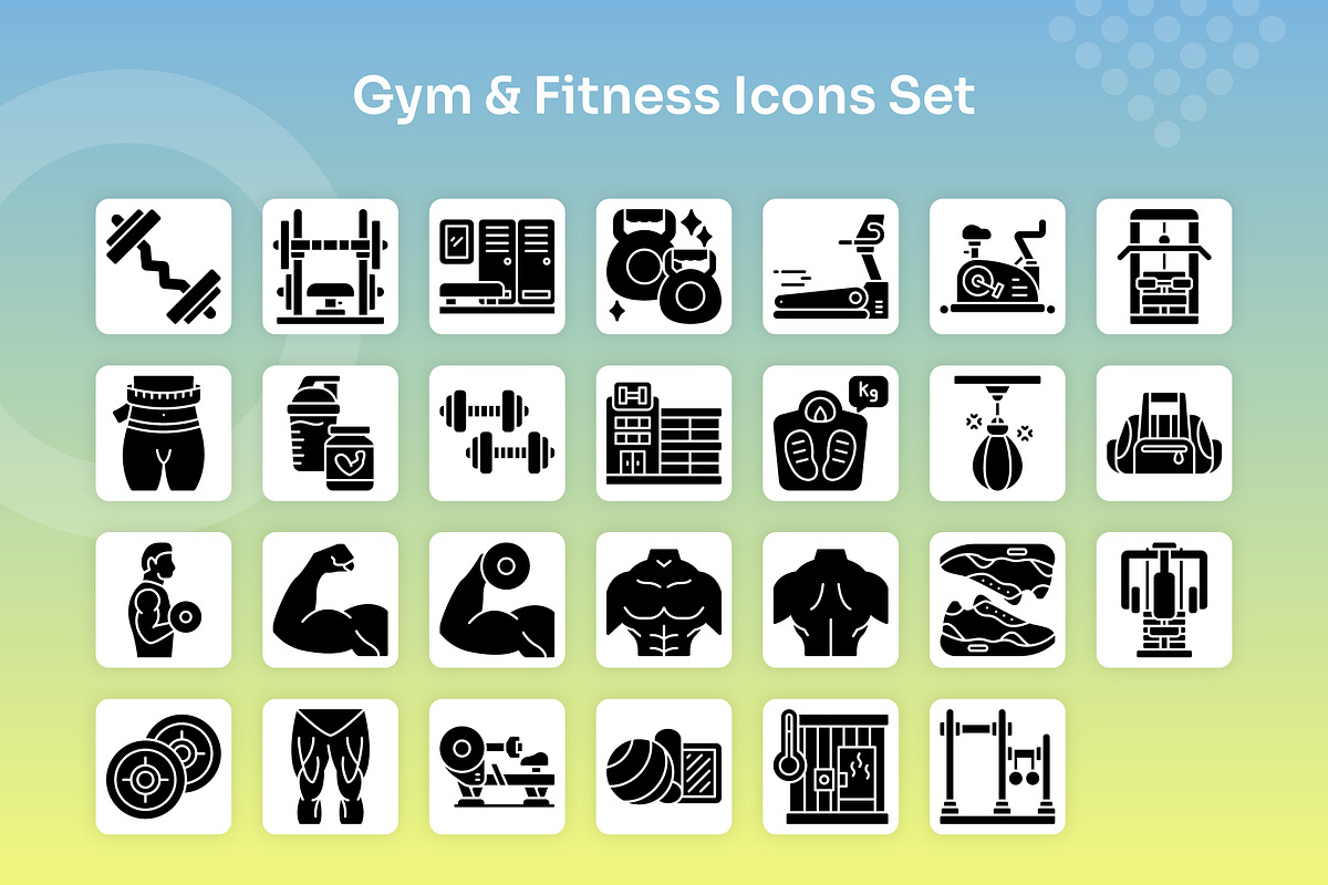 Gym & Fitness Icons Set - Glyph, a Solid Icon by Kmg Design (Photo 2 of 2)