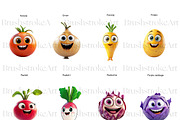 Cute Vegetables Clipart, Cute Carrot, a Food Illustration by BrushstrokeArtGB (Thumbnail 5 of 9)