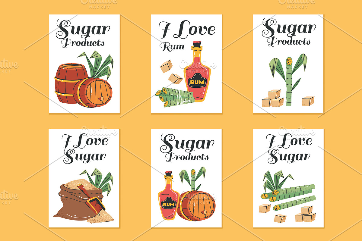 Sugar rum cane alcohol drink card, an Invitation Template by PrettyVectors
