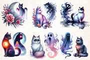 Halloween Cat And Smoky Ghost Clipar, an Illustration by DreamCafeArt (Thumbnail 4 of 7)
