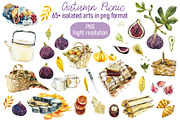 Watercolor Autumn Picnic, a Food Illustration by Budogoshch (Thumbnail 2 of 10)