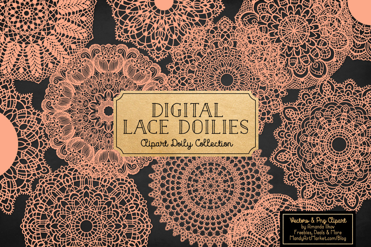 Peach Lace Doilies, Lace Vectors, an Illustration by Amanda Ilkov (Photo 2 of 4)