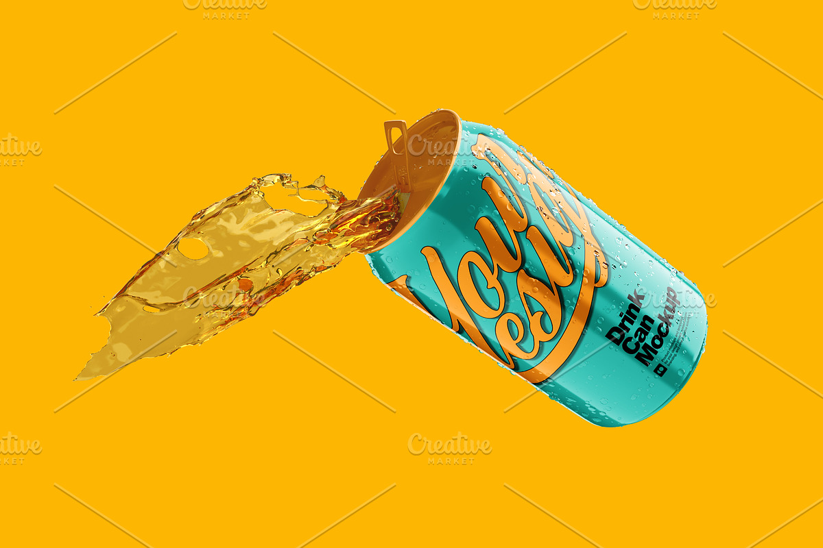 Glossy Drink Can with Label Mockup, a Packaging Mockup by Aprndy85 (Photo 2 of 5)