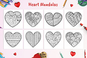Heart Mandalas Coloring Pages, a Decorative Illustration by Gulnara Sabirova (Thumbnail 5 of 18)