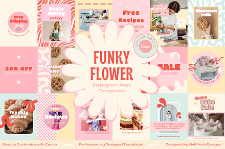 Funky Bakery Instagram Post Template, a Social Media Template by HellYeahDesigns