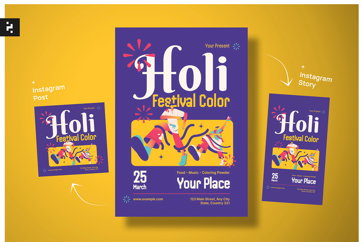 Purple Holi Festival Color Flyer, a Flyer Template by Neermana (Photo 1 of 4)