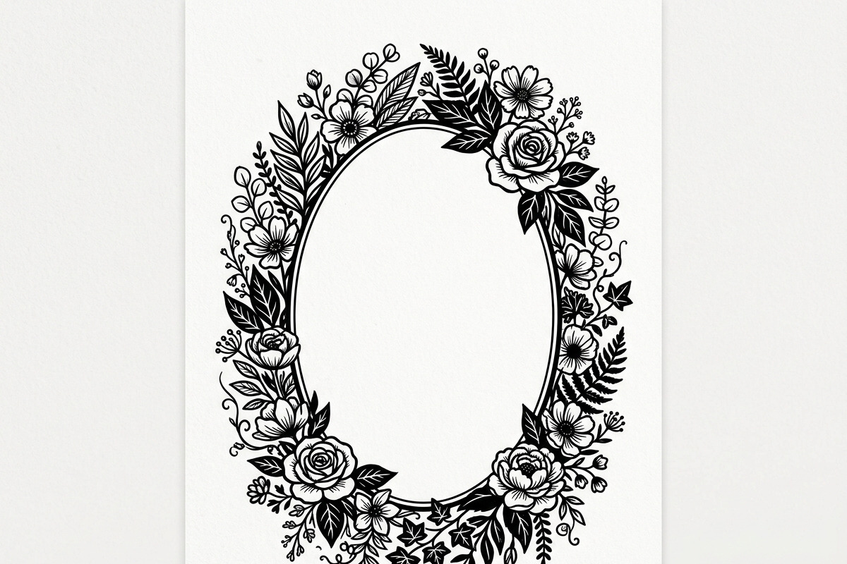 50 Elegant Floral Oval Mirror Frame, a Decorative Illustration by Amazin_art (Photo 34 of 34)