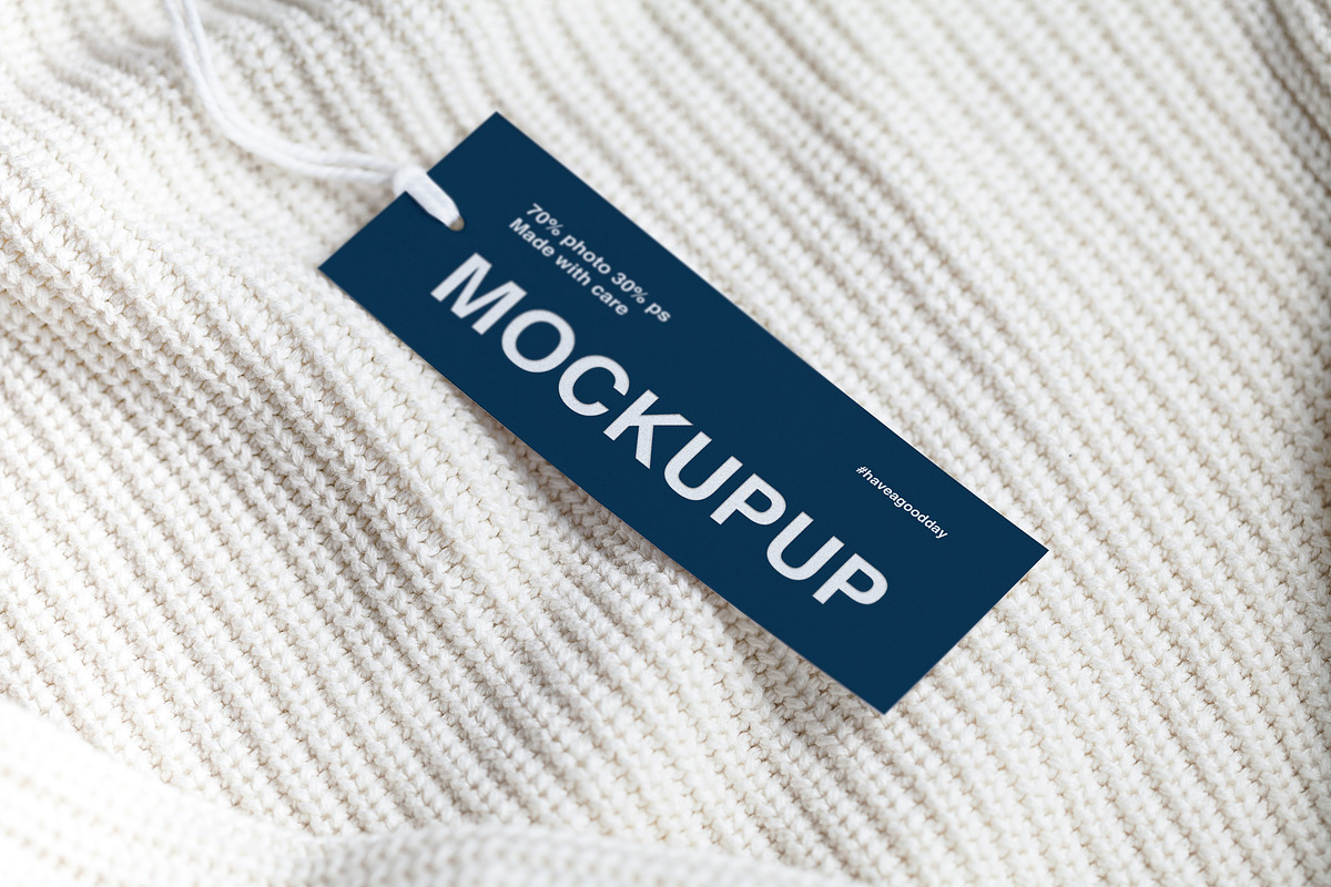 Clothes label tag blank white mockup, an Advertising Mockup by Olha Klein (Photo 3 of 3)