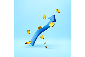 3d Blue arrow upward with floating, a Finance Illustration by Abscent