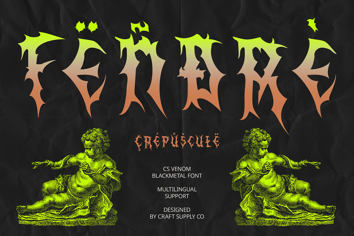 CS Venom – Black Metal Font, a Blackletter Font by Craft Supply Co. (Photo 6 of 8)