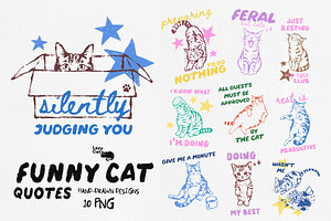 Hand-Drawn Funny Cat Quotes
