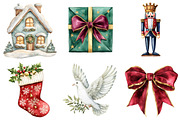 Watercolor Christmas Clipart, a Seasonal Illustration by CitraGraphics (Thumbnail 3 of 8)