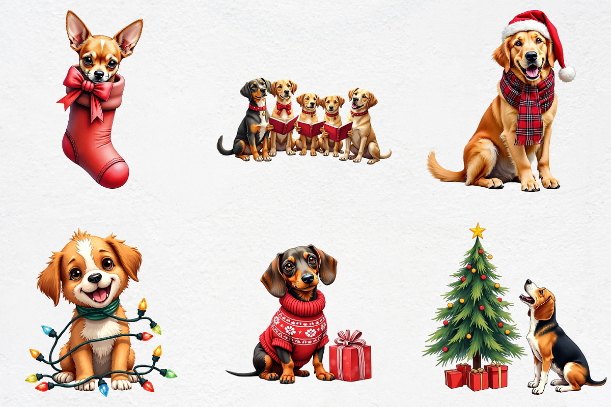 Christmas Dog Sublimation Clipart Bu, an Illustration by CrexoraLab (Photo 2 of 5)