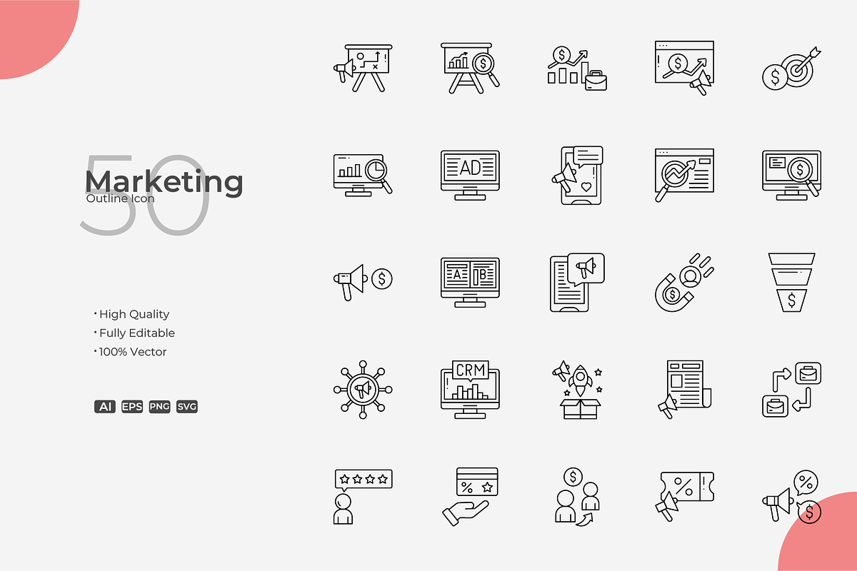 Marketing Outline Icons, an Outline Icon by Bloodline