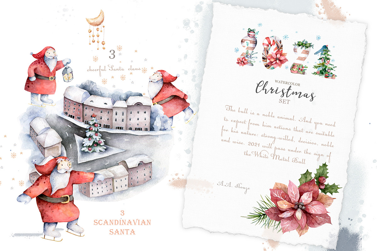 Christmas Story with Cute Bull's, an Animal Illustration by Ann Art Houze (Photo 8 of 16)