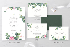 Wedding Eucalyptus Watercolor Suite