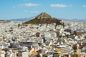Athens city with Lycabettus hill, an Architecture Photo by BOOCYS